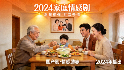 2024年家庭情感国产剧海报，温馨家庭场景